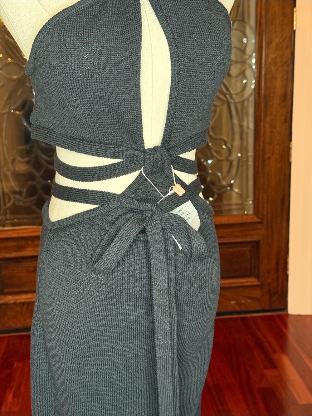 NWT Cult Gaia Aziza Knit Cutout Halter Maxi Dress Black L - Picture 11 of 16
